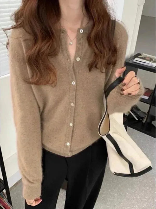 Geschichteter Damen Strickjacke Pullover