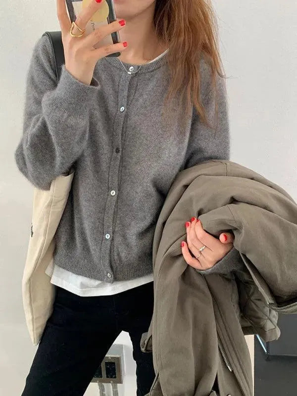 Geschichteter Damen Strickjacke Pullover