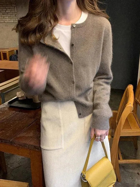 Geschichteter Damen Strickjacke Pullover