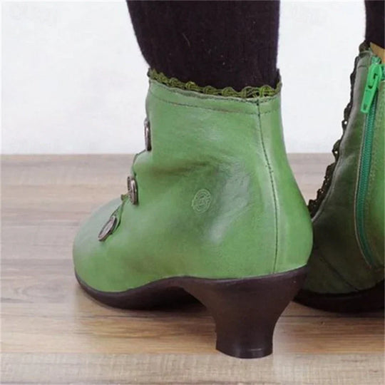 Damen Viktorianische Schnür-Stiefeletten mit Spitzenbesatz