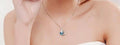 Damen Herzförmiger Blauer Kristall Strass Anhänger Silber Halskette | Shop Nory