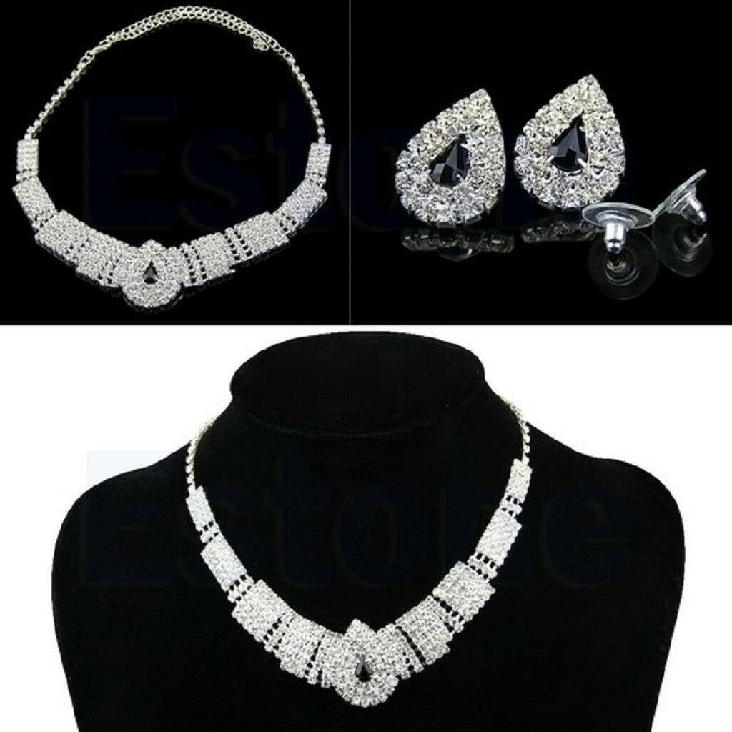 Weißes & Schwarzes Kristall Bling Strass Chocker-Set | Shop Nory