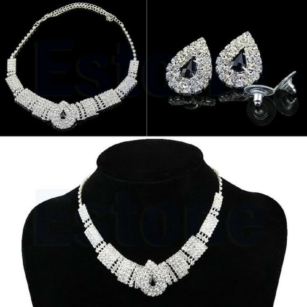 Weißes & Schwarzes Kristall Bling Strass Chocker-Set | Shop Nory