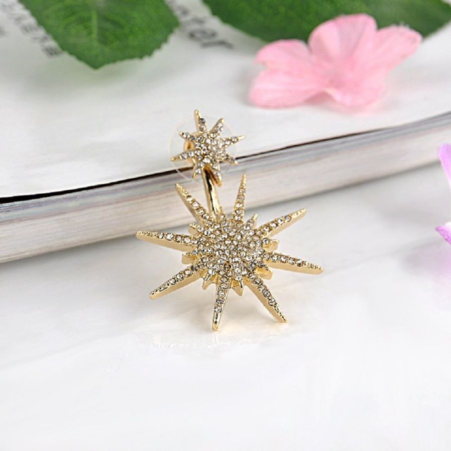 Damen Crystal Strass Große Doppelte Sechszackige Stern Ohrringe | Shop Nory