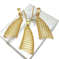 Damen 18K vergoldet Turm Muschel Ausschnitt Design Anhänger Twisted Kette Ohrring Set | Shop Nory