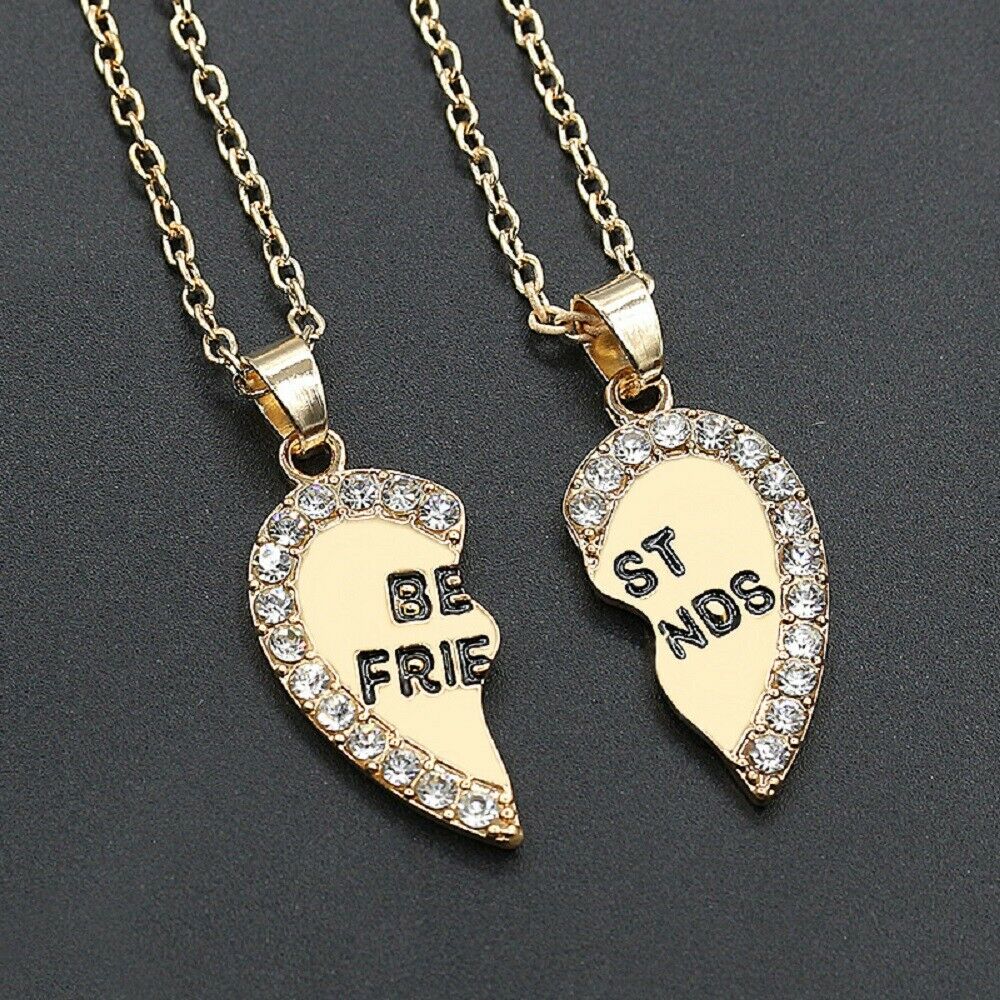 Unisex Beste Freunde Geteiltes Herz Freundschaftsanhänger & Halskette Set | Shop Nory