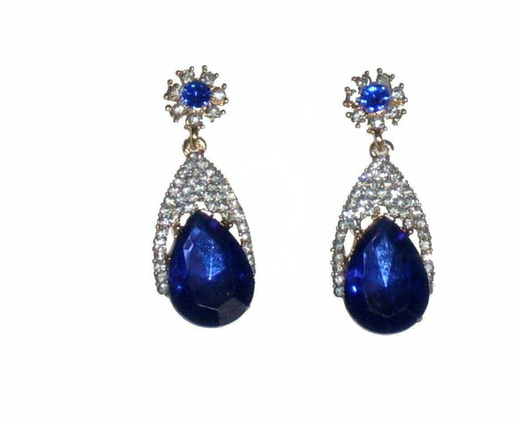 Damen Blaue Kristall Tropfen Strass Ohrringe | Shop Nory