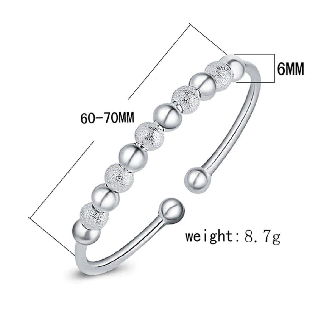 Damen 925 Sterling Silber Glücksball Perlen Offene Armreif Charms Armband | Shop Nory