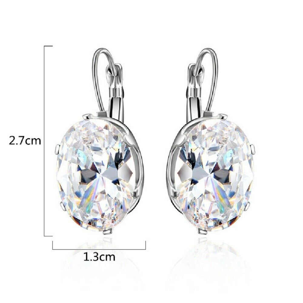 Damen Silber Klare Kristall Große Oval Zircon Hoops Ohrringe | Shop Nory