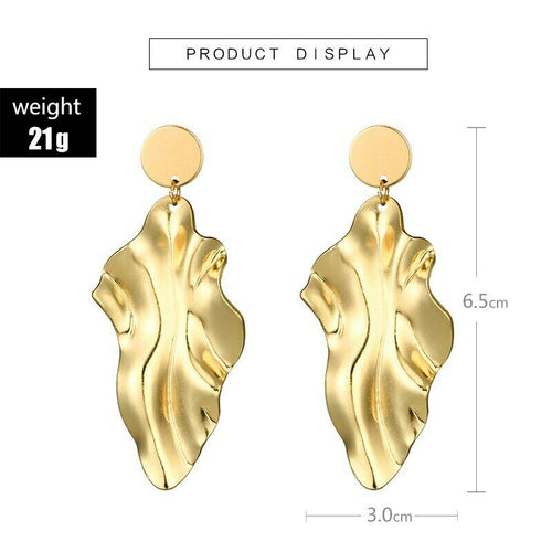 Bold Gold Plated Leafy Geometrische Dangle Drop Ohrringe | Shop Nory