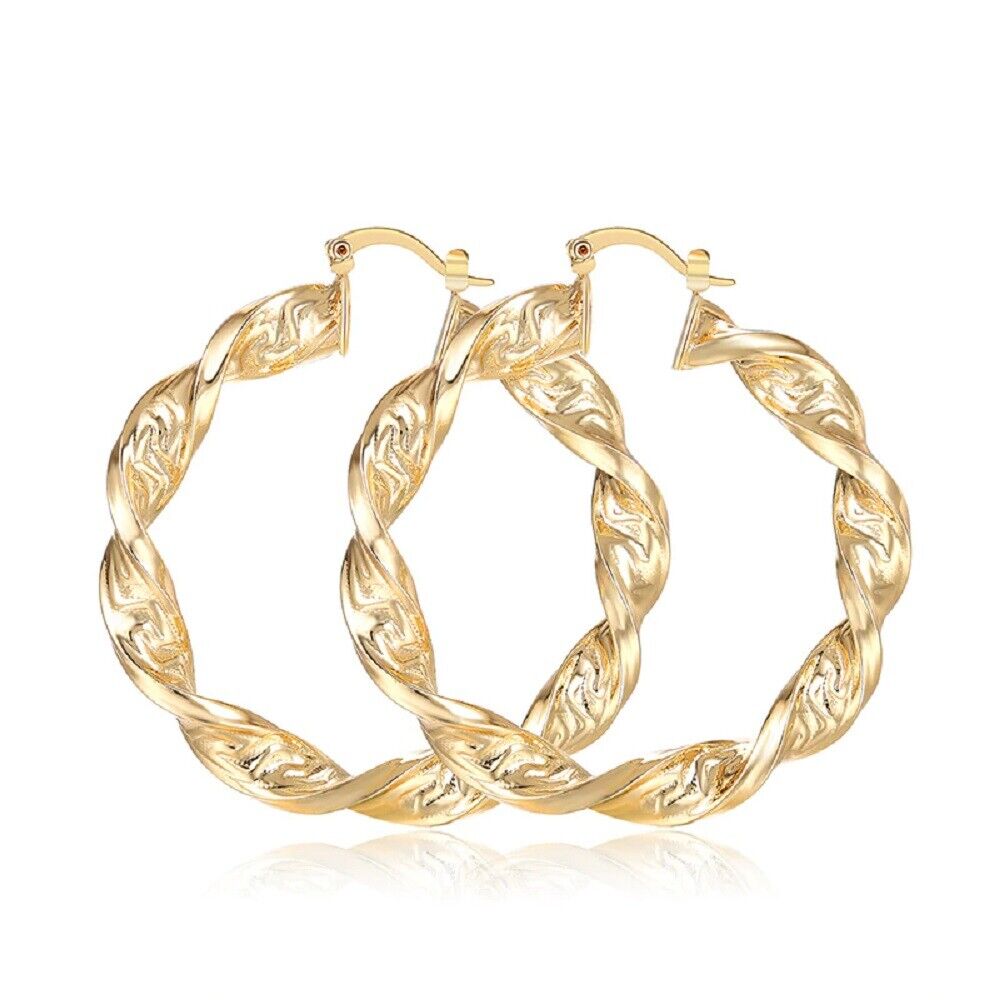 Damen 18K vergoldete dicke gewundene Creolen Ohrringe | Shop Nory