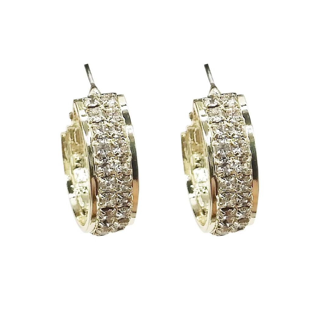 Damen Mittel Creole Glänzende Kristall Geometrische Gold Beschichtete Creolen Ohrringe | Shop Nory