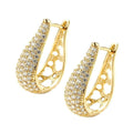 Goldplattierte Pavé Mikro Voll-Cubic Cut Zirkonia Zirkonia Ohrringe | Shop Nory