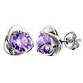 Sterling Silber Herz Lila Kristall Stecker Ohrringe | Shop Nory