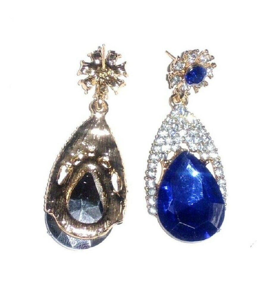 Damen Blaue Kristall Tropfen Strass Ohrringe | Shop Nory