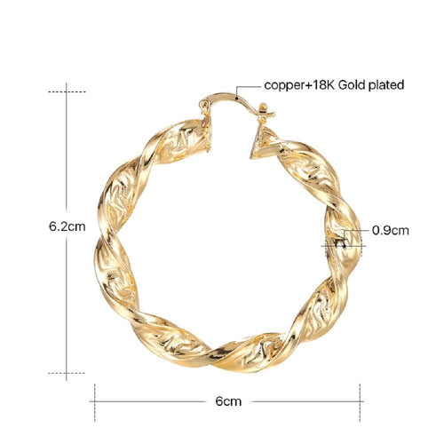 Damen 18K vergoldete dicke gewundene Creolen Ohrringe | Shop Nory