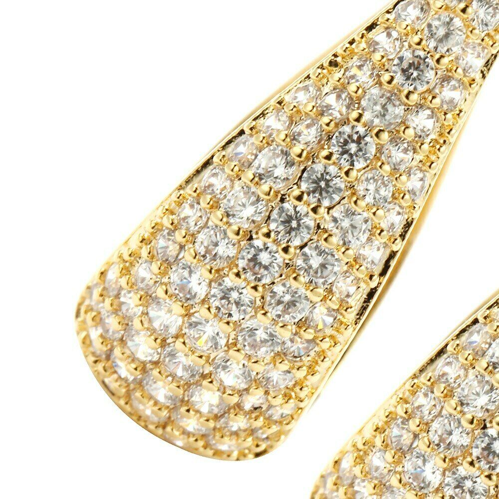 Goldplattierte Pavé Mikro Voll-Cubic Cut Zirkonia Zirkonia Ohrringe | Shop Nory