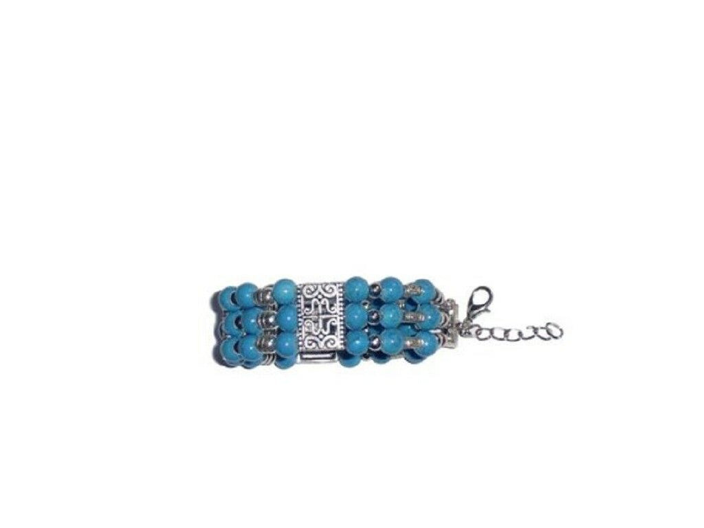 Damen 3-lagige türkisfarbene tibetische Perlen Tier Armreif | Shop Nory
