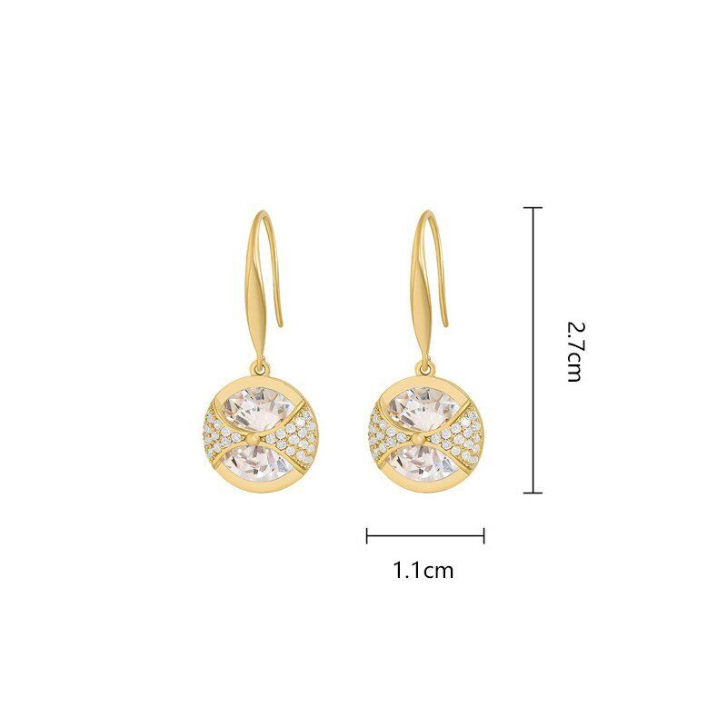 Damen Gold Beschichtet Rund Funkelnd Diamant Schnitt Kristall Rhinestones Stud Ohrringe | Shop Nory