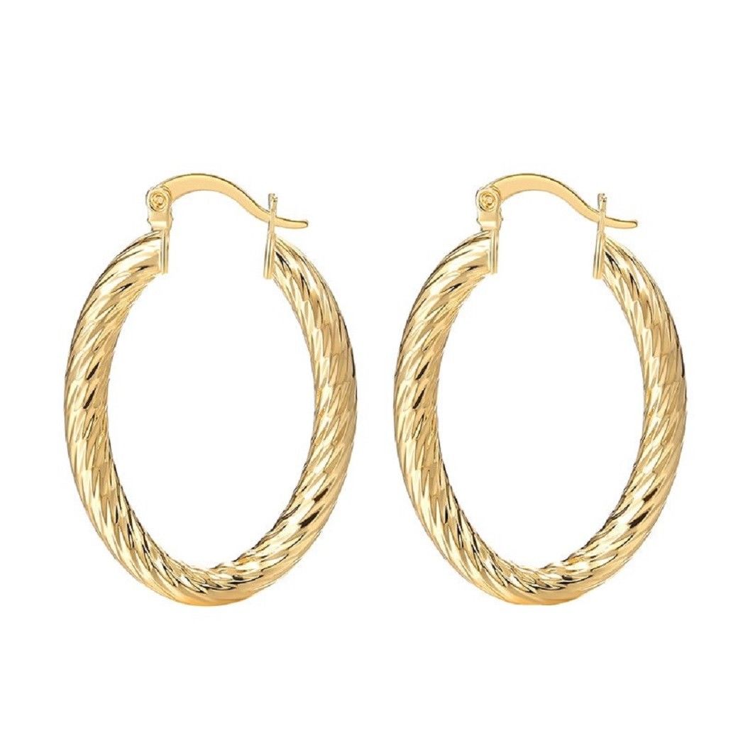 Oval Medium Gold Plated Twirl Ohrringe | Shop Nory