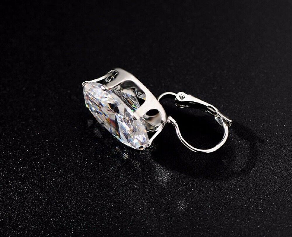 Damen Silber Klare Kristall Große Oval Zircon Hoops Ohrringe | Shop Nory