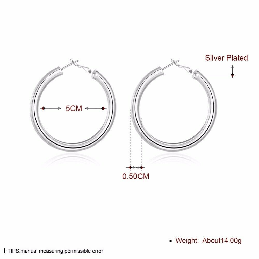 Damen 925 Silber Plattiert Große Creole Stil Große Klassische 5mm Ohrringe | Shop Nory
