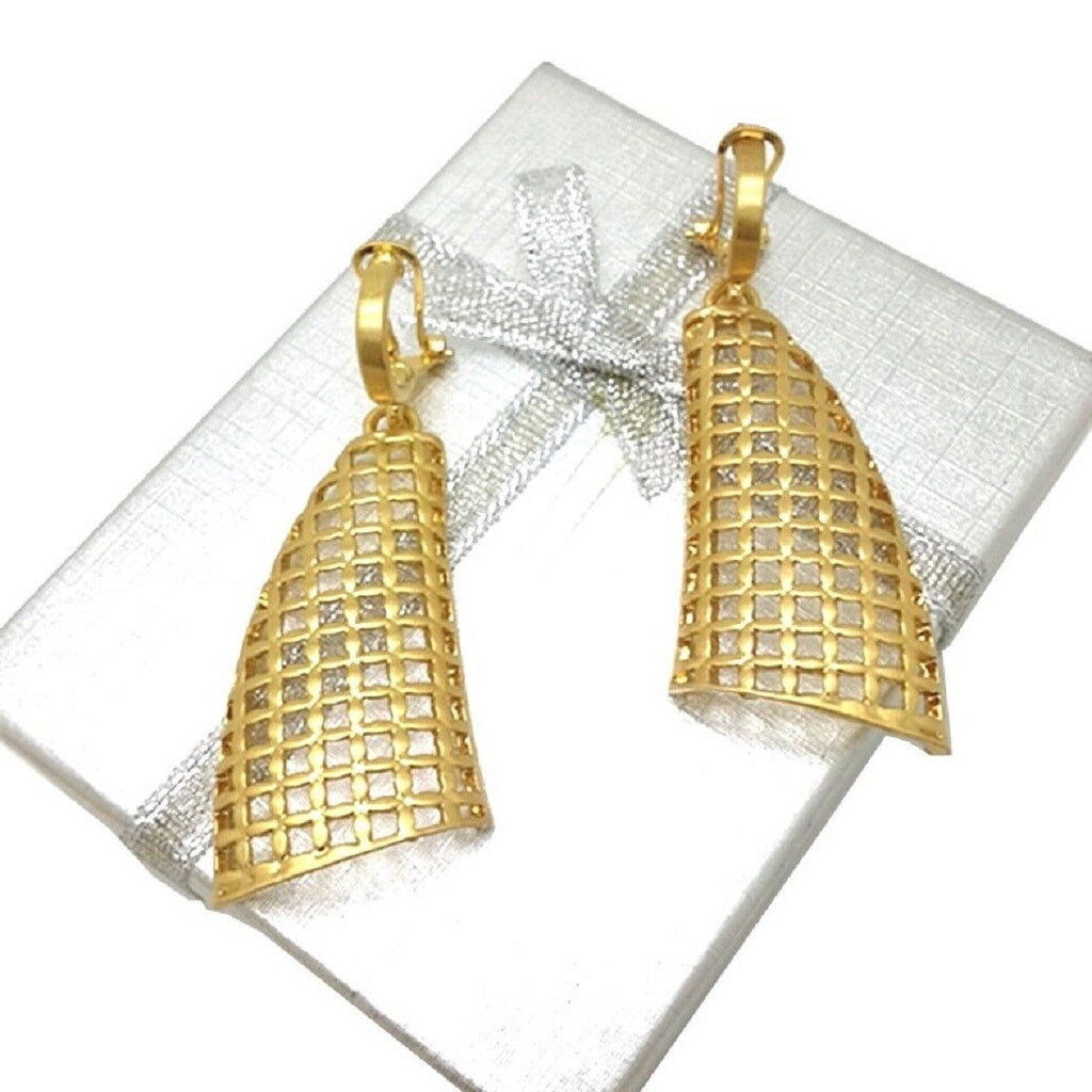 Damen 18K vergoldet Turm Muschel Ausschnitt Design Anhänger Twisted Kette Ohrring Set | Shop Nory