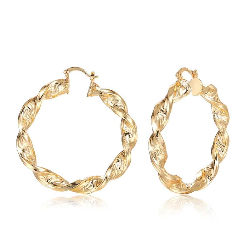 Damen 18K vergoldete dicke gewundene Creolen Ohrringe | Shop Nory