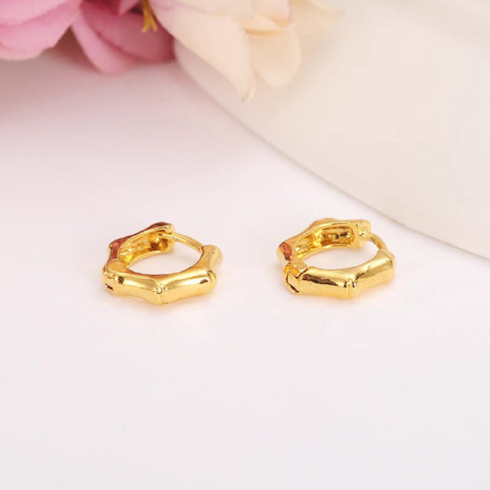 Kleine Hoop Bambus Gelenkform Gold gefüllte Ohrringe | Shop Nory