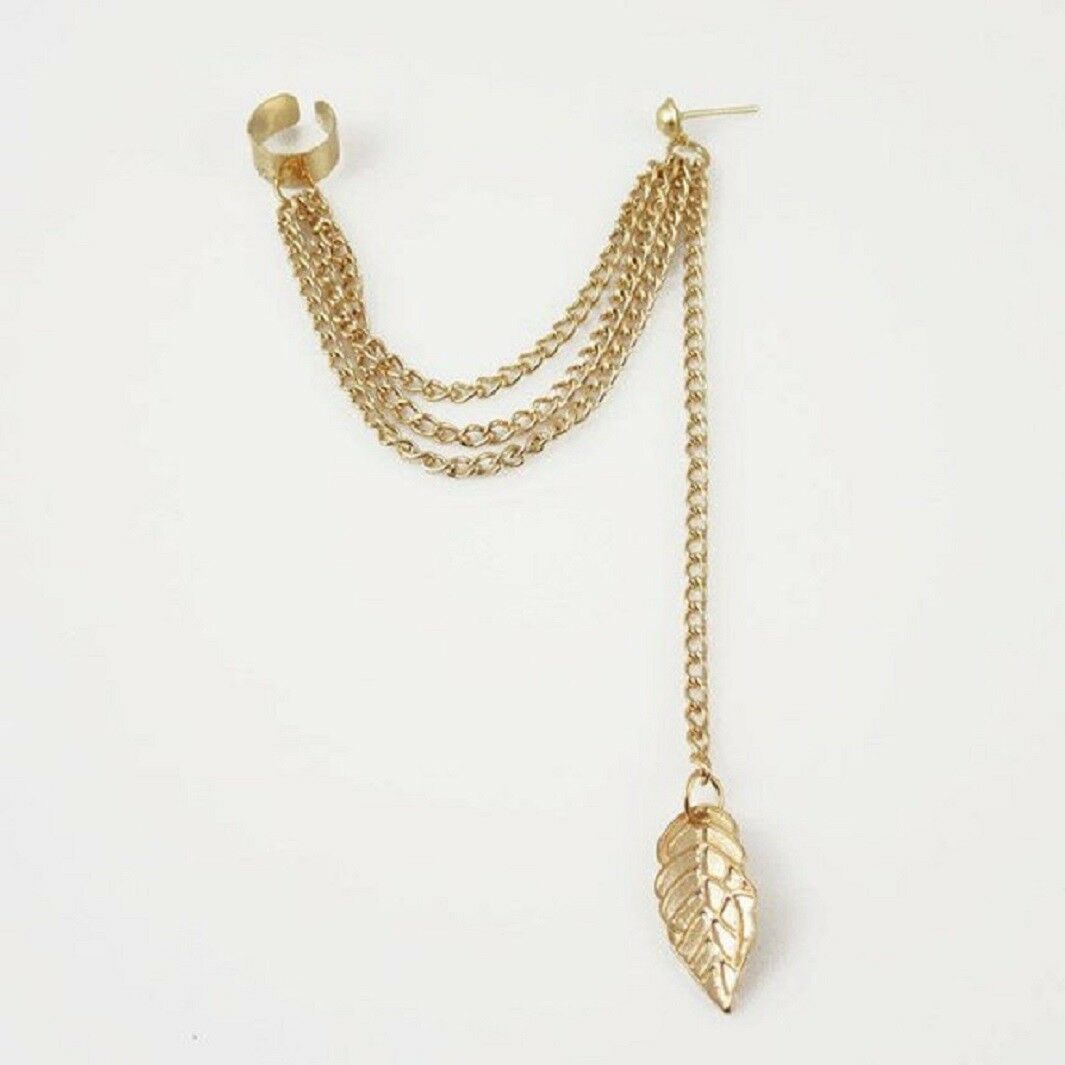 Punk Rock Blattkette Quaste Hängend Armreifen Stud Ohrringe | Shop Nory