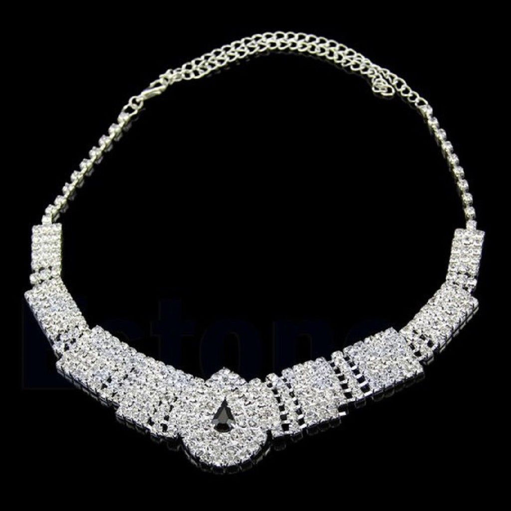 Weißes & Schwarzes Kristall Bling Strass Chocker-Set | Shop Nory