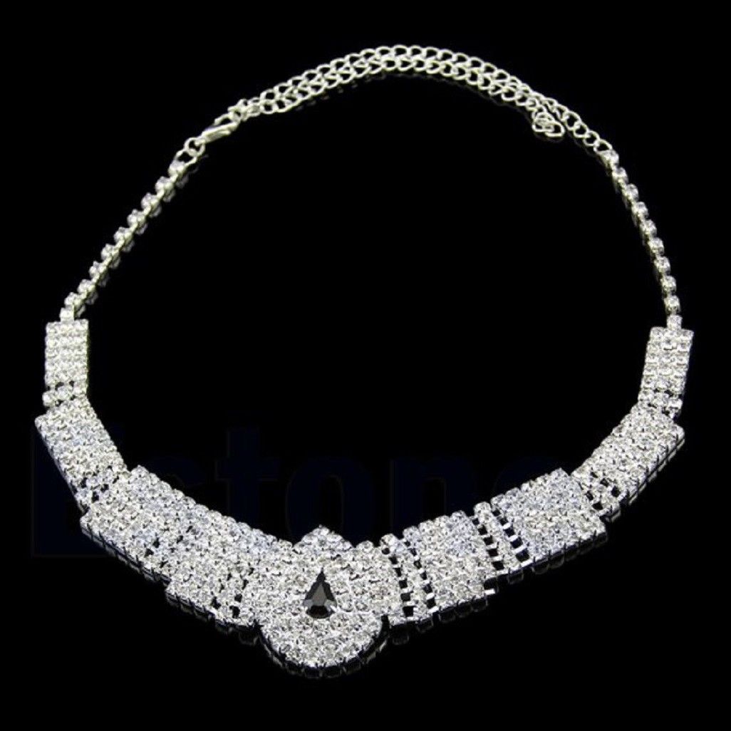 Weißes & Schwarzes Kristall Bling Strass Chocker-Set | Shop Nory