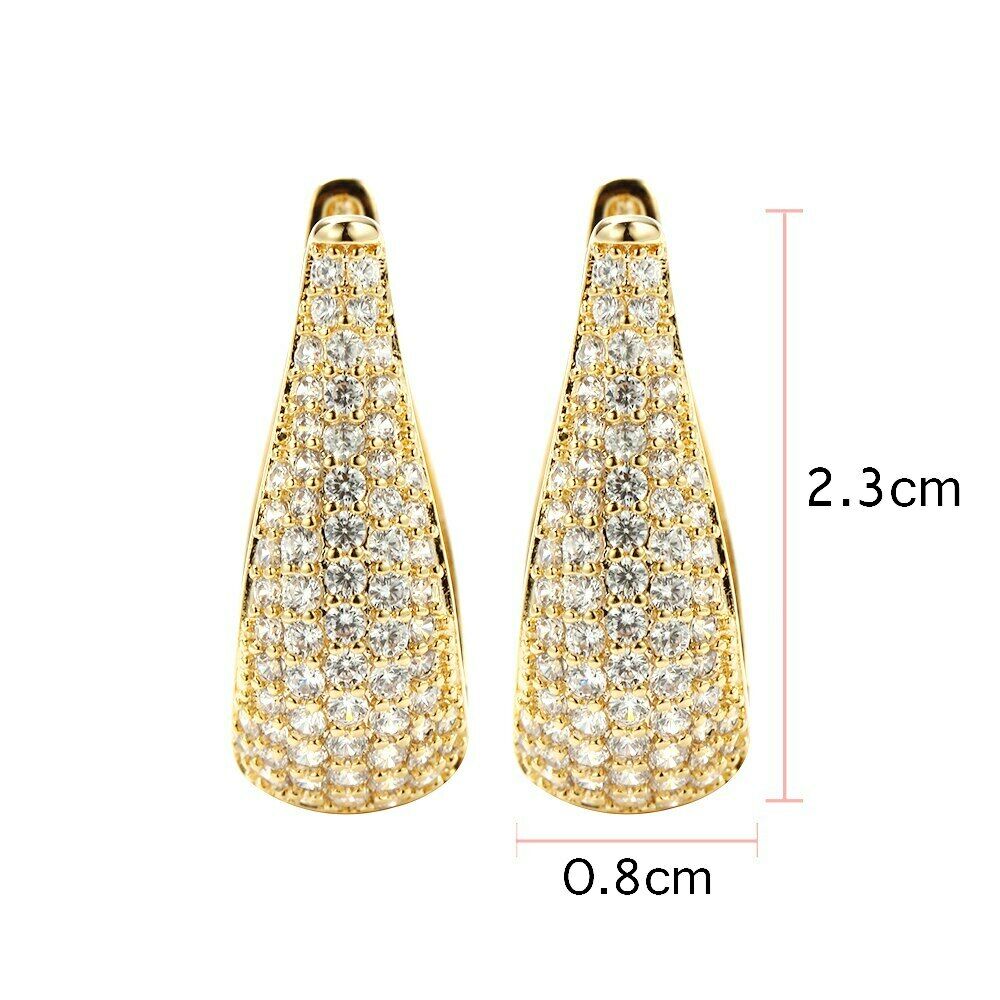 Goldplattierte Pavé Mikro Voll-Cubic Cut Zirkonia Zirkonia Ohrringe | Shop Nory