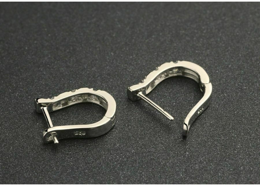 925 Silber Kleine U-förmige Kristall Hoop Huggies Ohrringe | Shop Nory