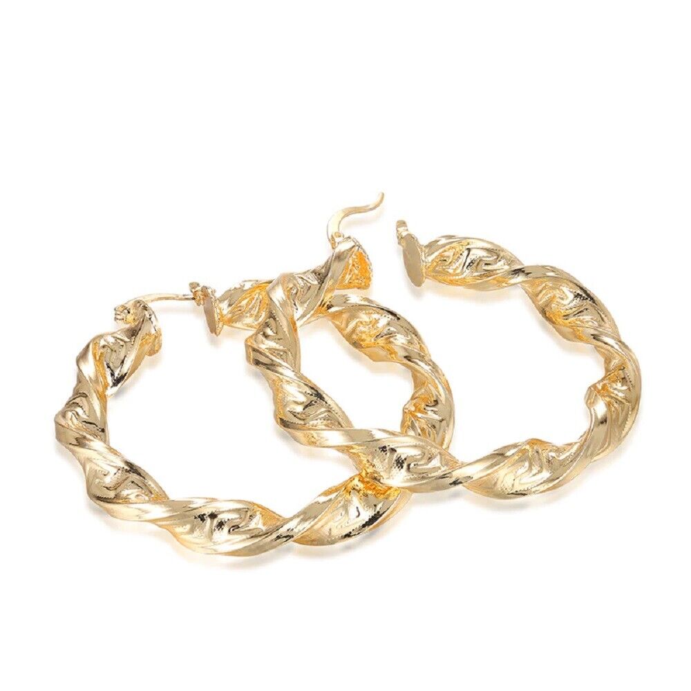 Damen 18K vergoldete dicke gewundene Creolen Ohrringe | Shop Nory