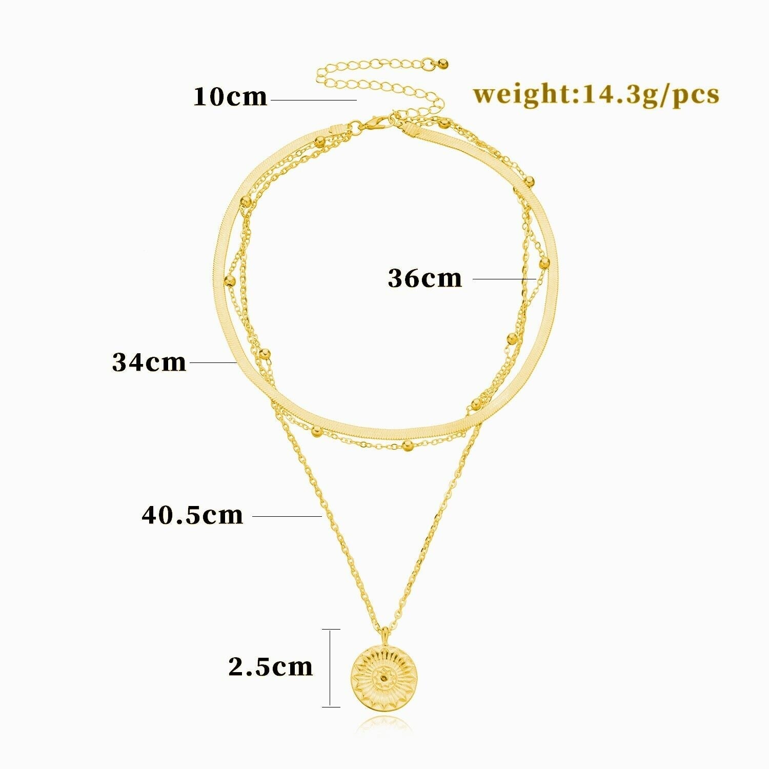 Damen Gold Vintage Bohemia Mond Münze Schlange Kette 3Schicht Schicht Halskette | Shop Nory