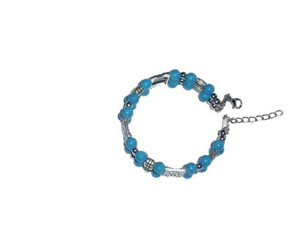 Damen 3-lagige türkisfarbene tibetische Perlen Tier Armreif | Shop Nory