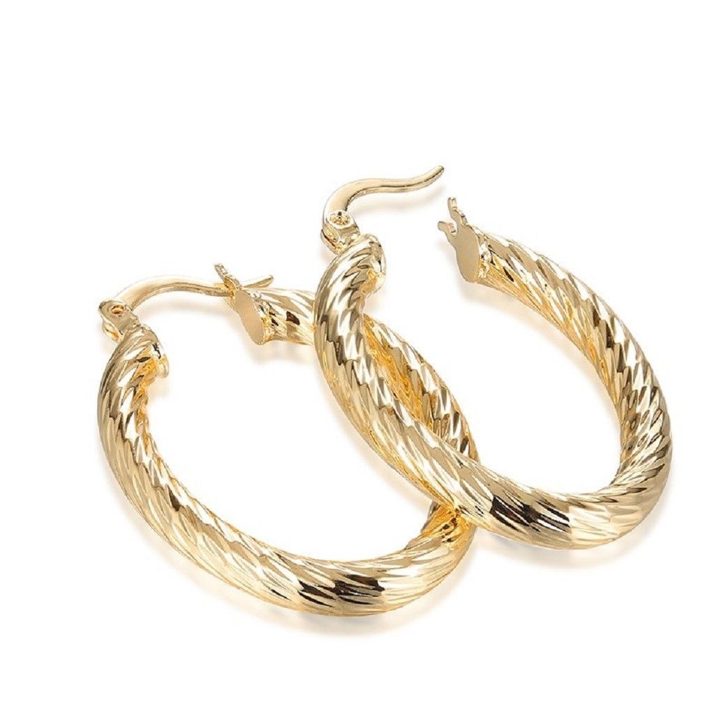 Oval Medium Gold Plated Twirl Ohrringe | Shop Nory