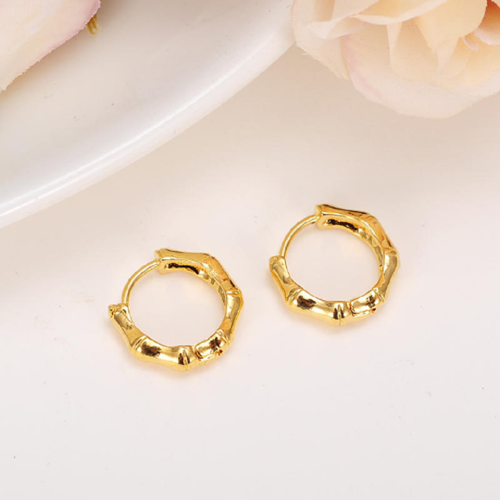 Kleine Hoop Bambus Gelenkform Gold gefüllte Ohrringe | Shop Nory