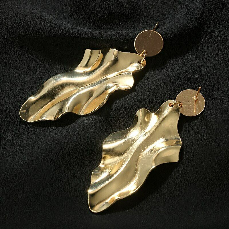 Bold Gold Plated Leafy Geometrische Dangle Drop Ohrringe | Shop Nory