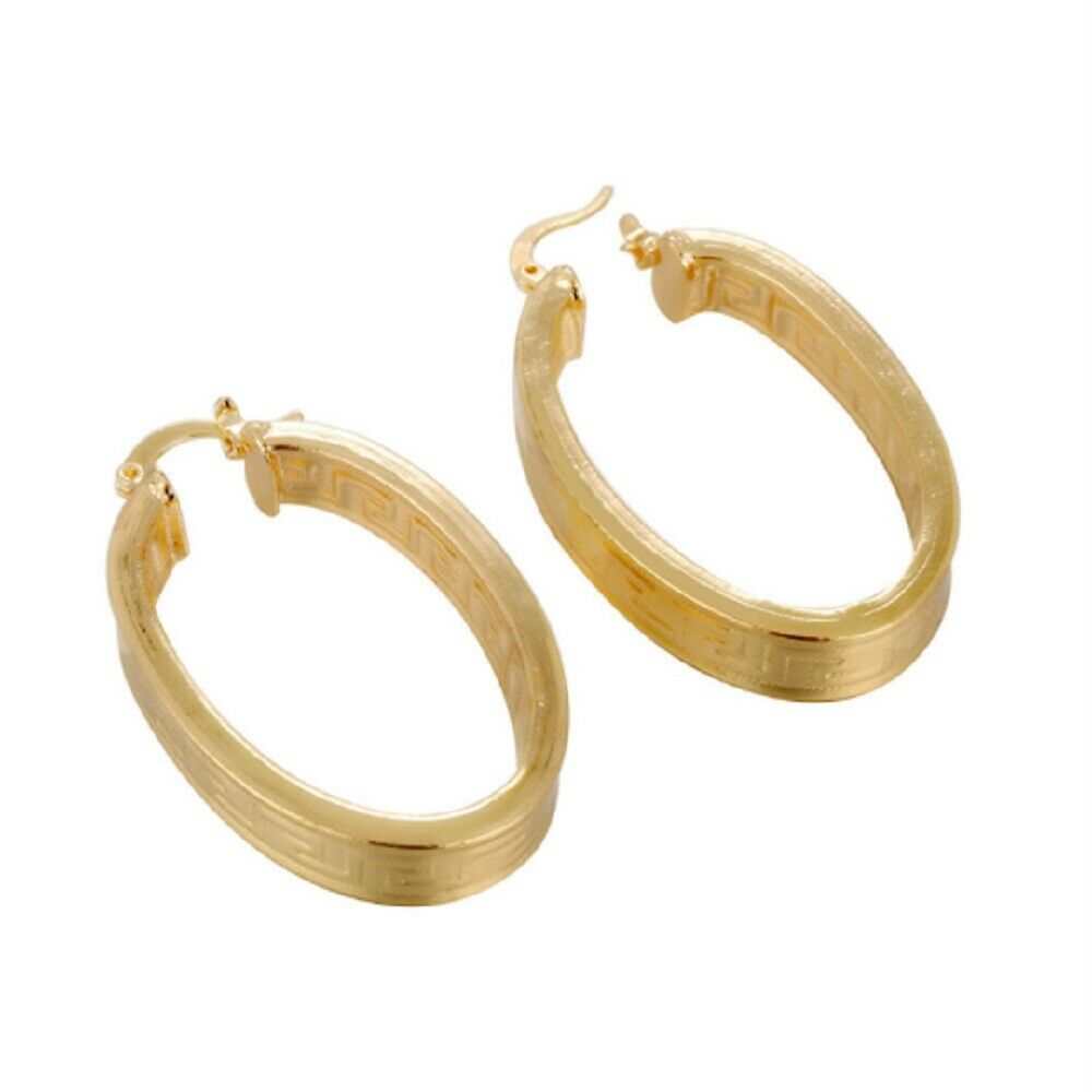 Goldfarbene ovale hochglanzpolierte Retro Great Wall Creolen | Shop Nory