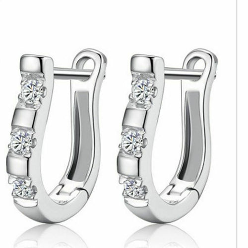 925 Silber Kleine U-förmige Kristall Hoop Huggies Ohrringe | Shop Nory
