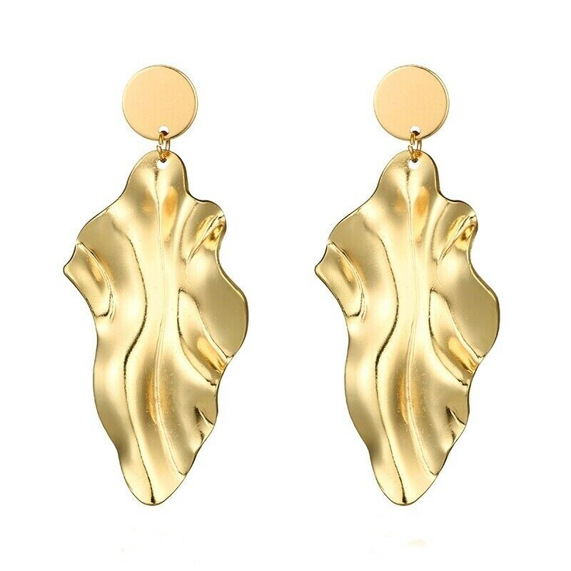 Bold Gold Plated Leafy Geometrische Dangle Drop Ohrringe | Shop Nory