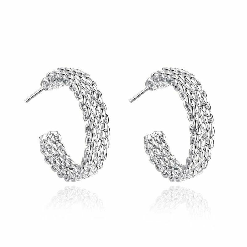 silberne versilberte Ohrringe Gewebte Web-Stud-Ohrringe | Shop Nory