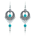 Damen Boho Ethnisch Tibetisch Sterlingsilber Türkisperlen Lange Hakenohrringe | Shop Nory