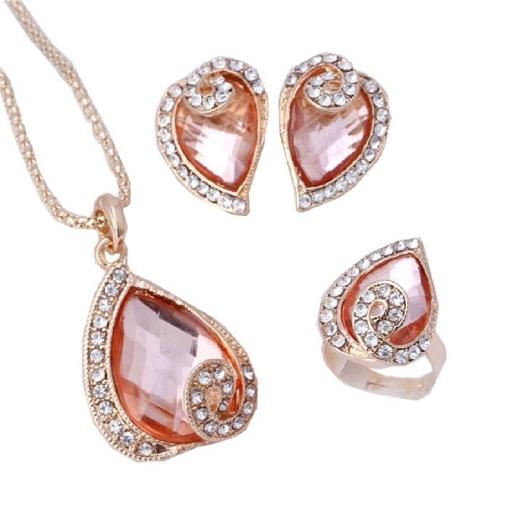 Gelbes Goldgefülltes Harz Österreichische Champagner-Kristall Herz Anhänger Set | Shop Nory