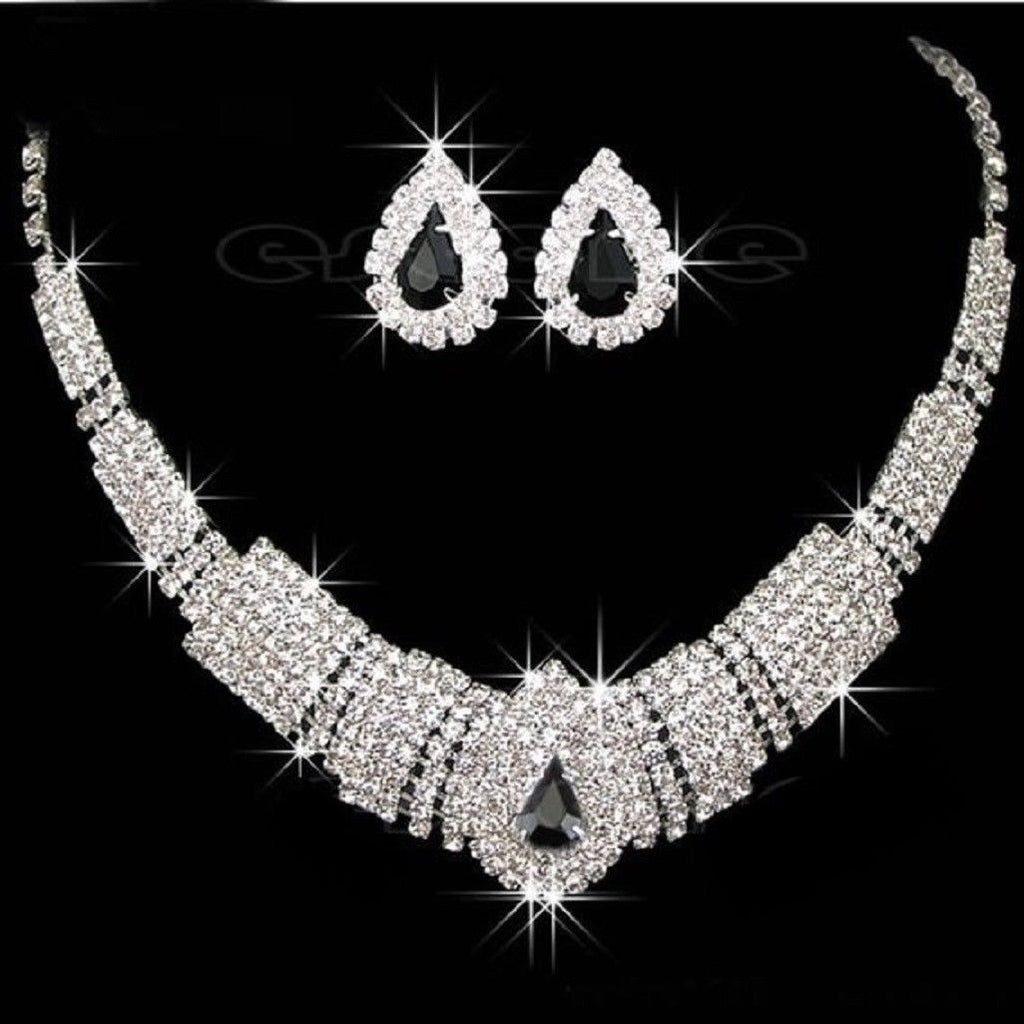 Weißes & Schwarzes Kristall Bling Strass Chocker-Set | Shop Nory