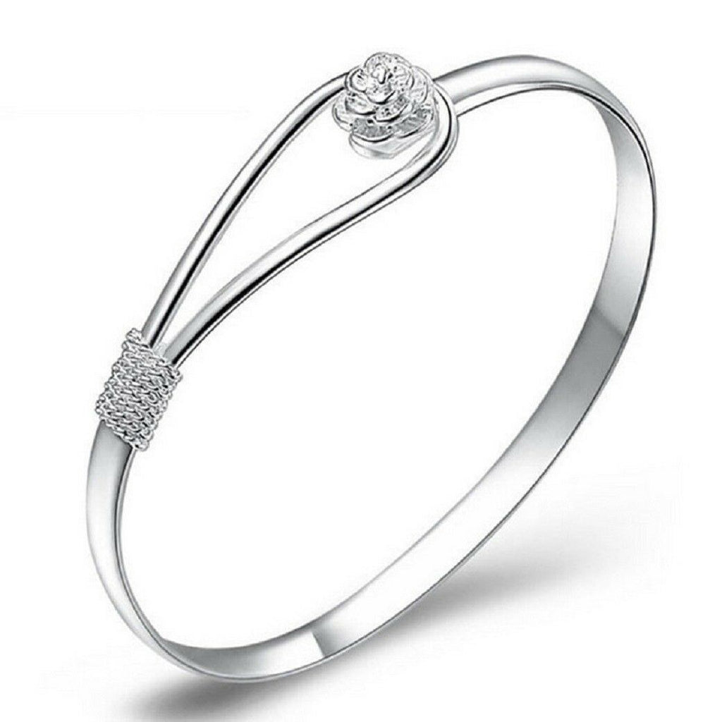 Elegante 925 Sterling Silber Clip-On Blumen-Haken Stil Armreif | Shop Nory