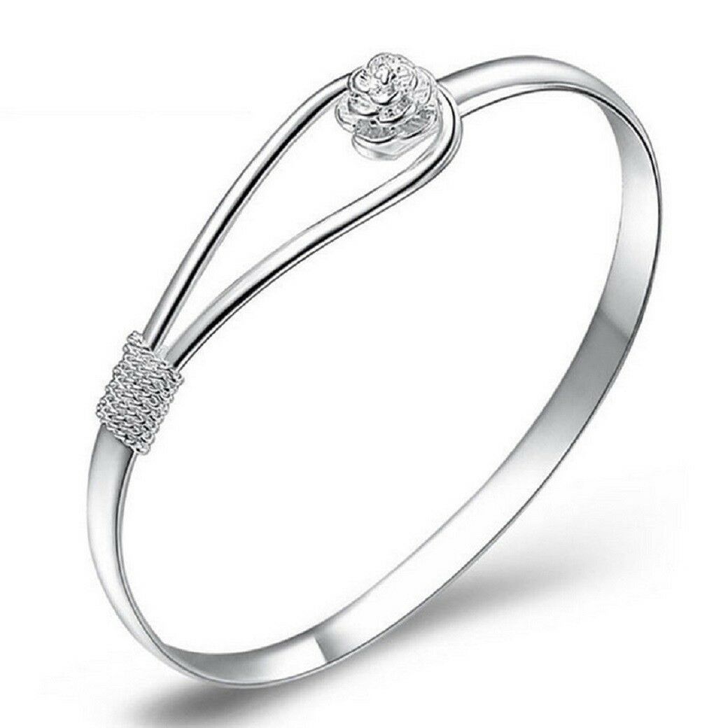 Elegante 925 Sterling Silber Clip-On Blumen-Haken Stil Armreif | Shop Nory