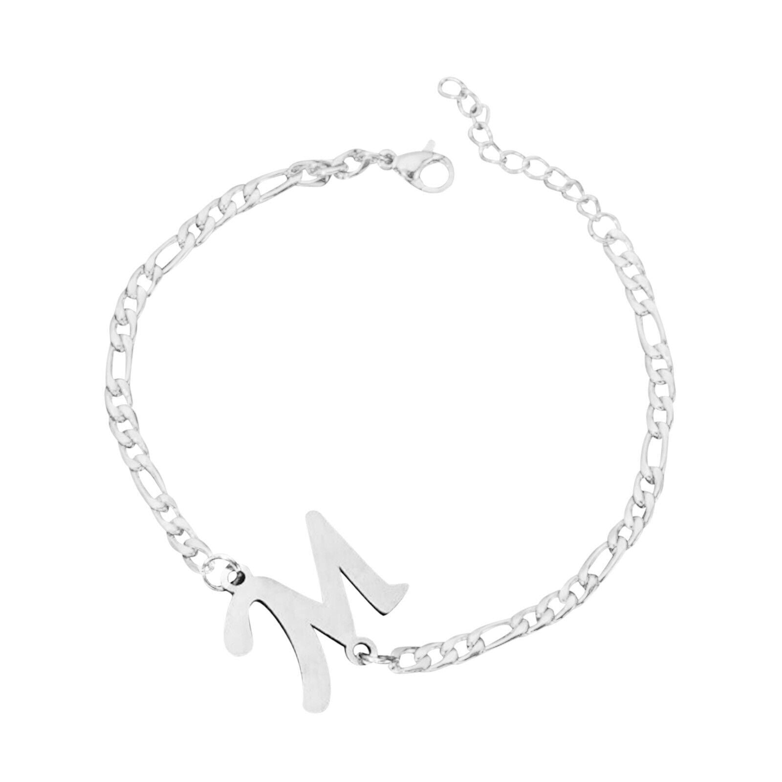 Damen Mädchen Silber Edelstahl Titan Einzelbuchstaben Initialen Armbänder | Shop Nory